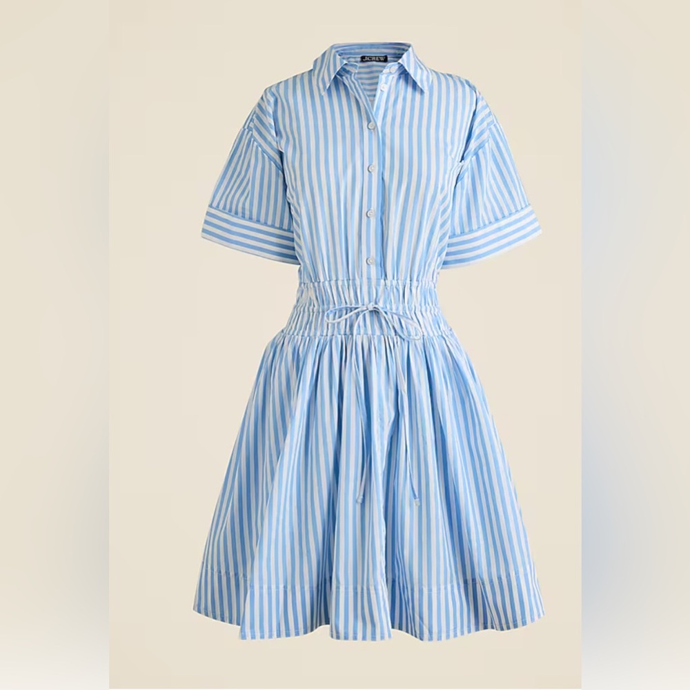 NWT Jcrew Elena mini shirt-dress in striped cotton poplin